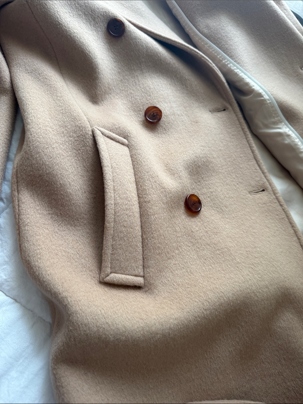 J. McLaughlin Camel Wool Cashmere Double-Breasted Coat S - Picture 9 of 9